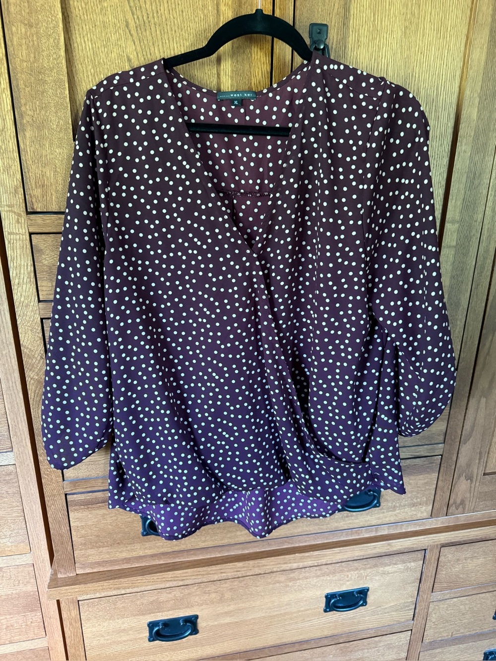 West Kei Brown Polka Dot Blouse